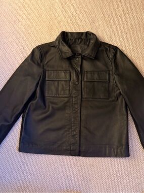 Black Leather Shirt Jacket
